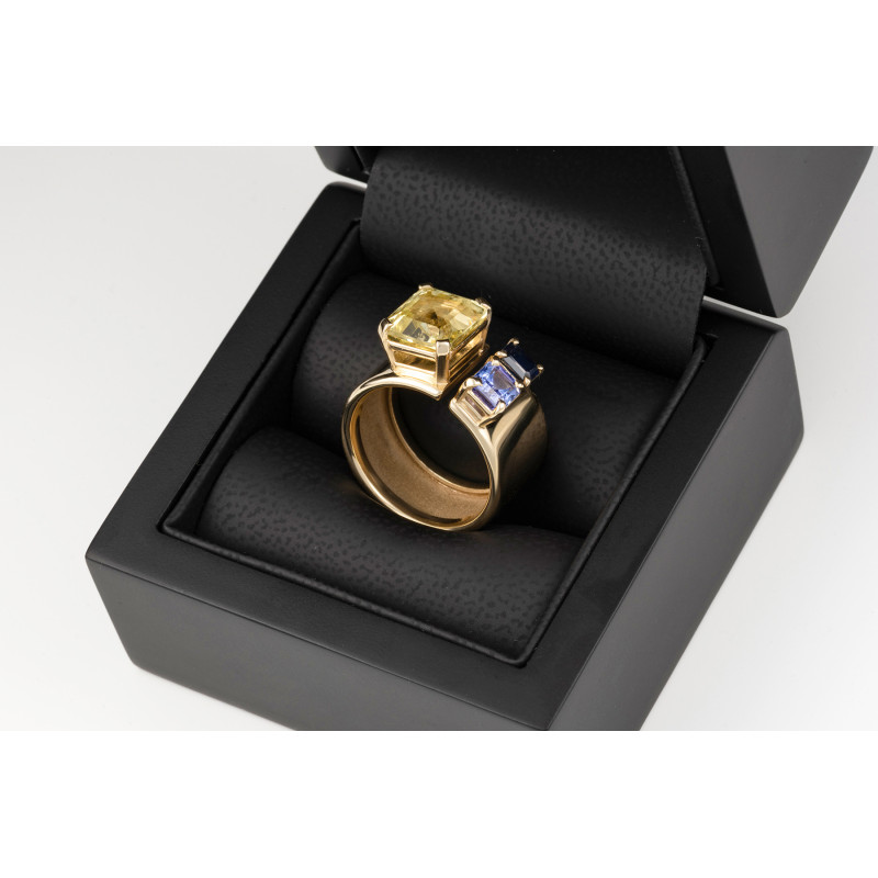 Handcrafted Gold Ring with Natural Gemstones