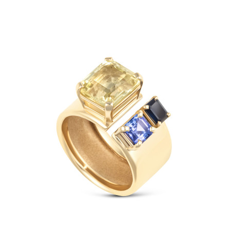 Handcrafted Gold Ring with Natural Gemstones