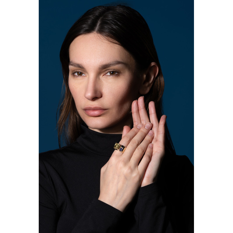 Handcrafted Gold Ring with Natural Gemstones