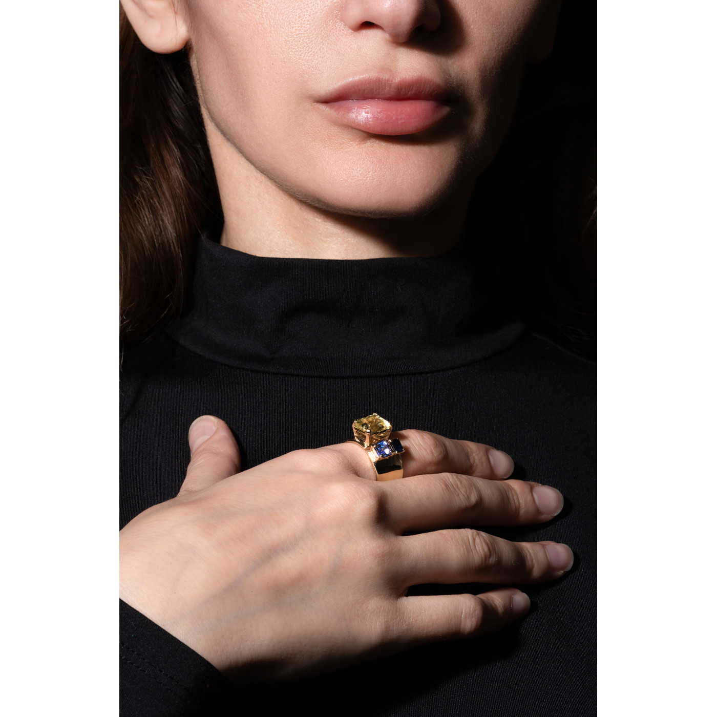 Handcrafted Gold Ring with Natural Gemstones
