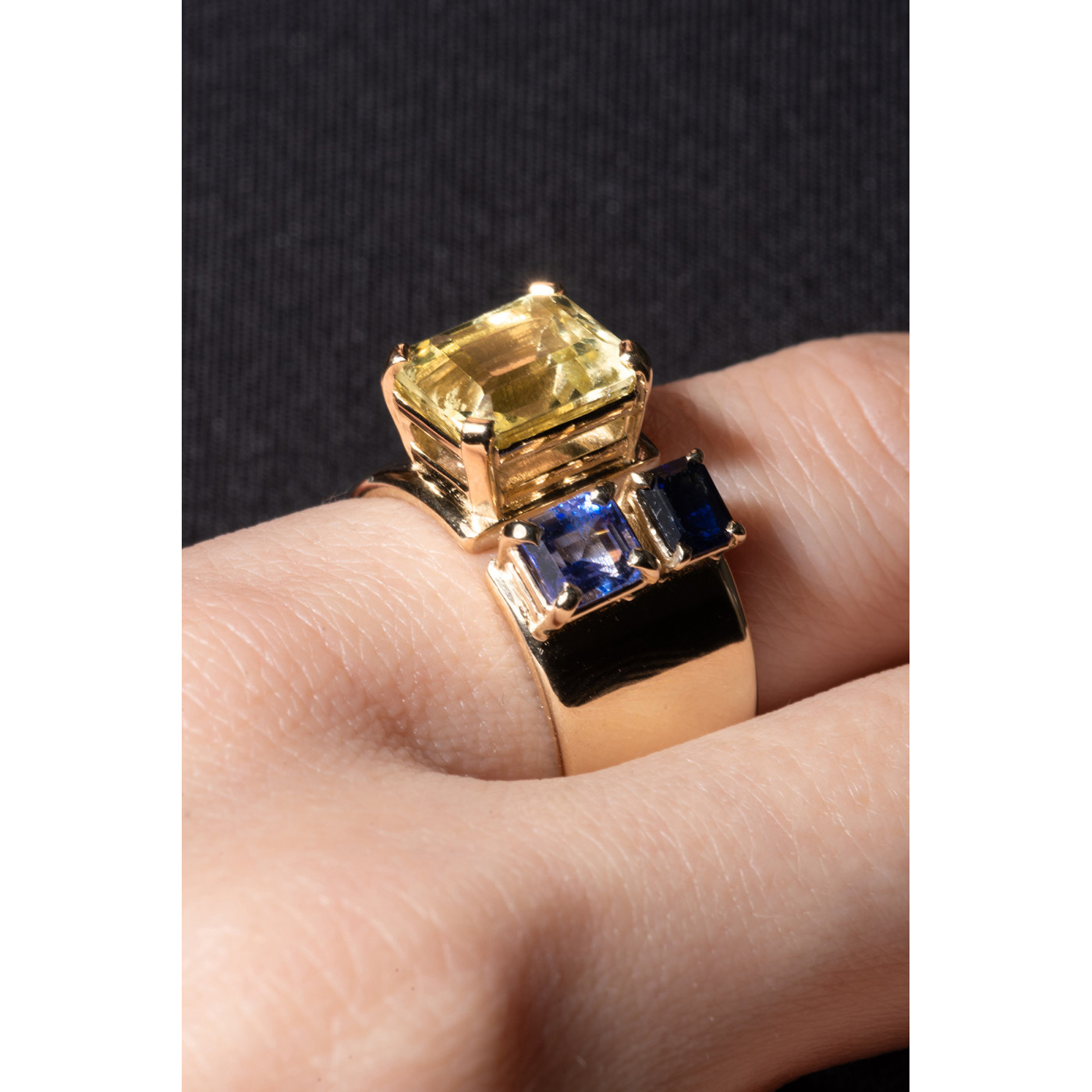 Handcrafted Gold Ring with Natural Gemstones