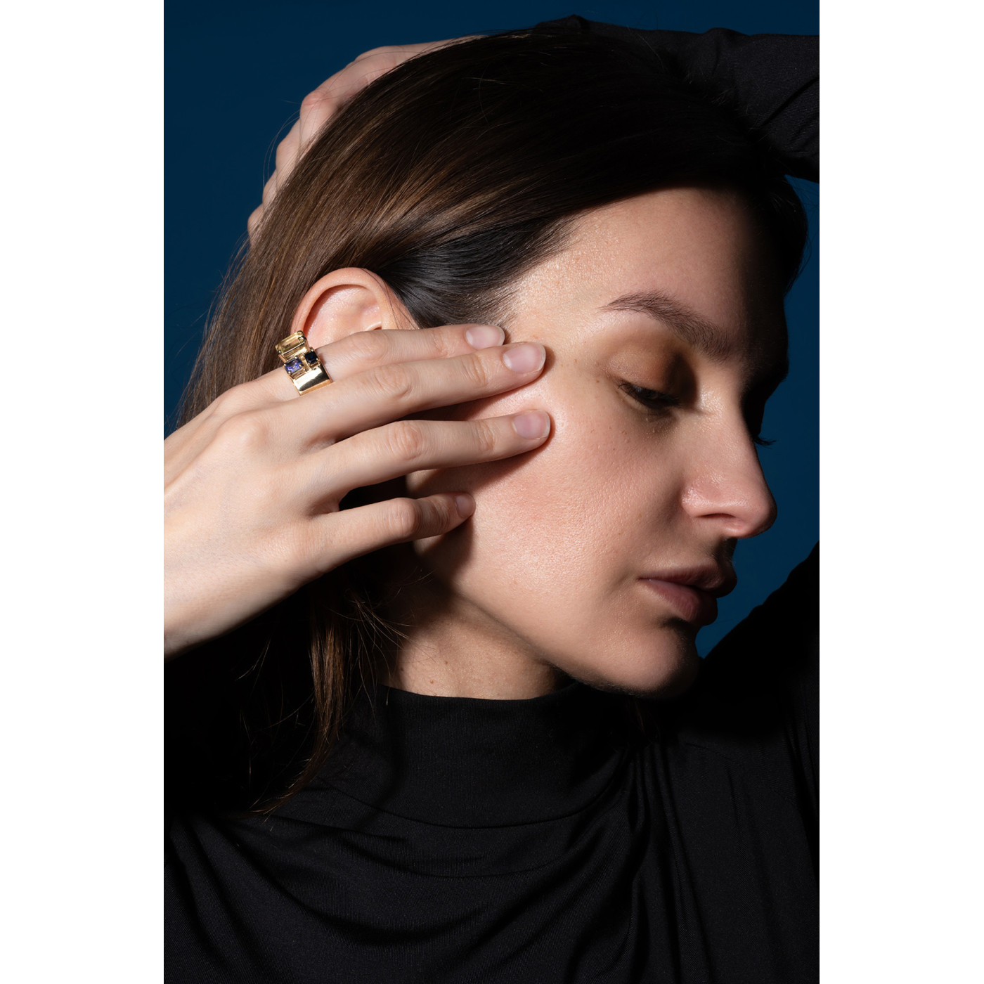 Handcrafted Gold Ring with Natural Gemstones