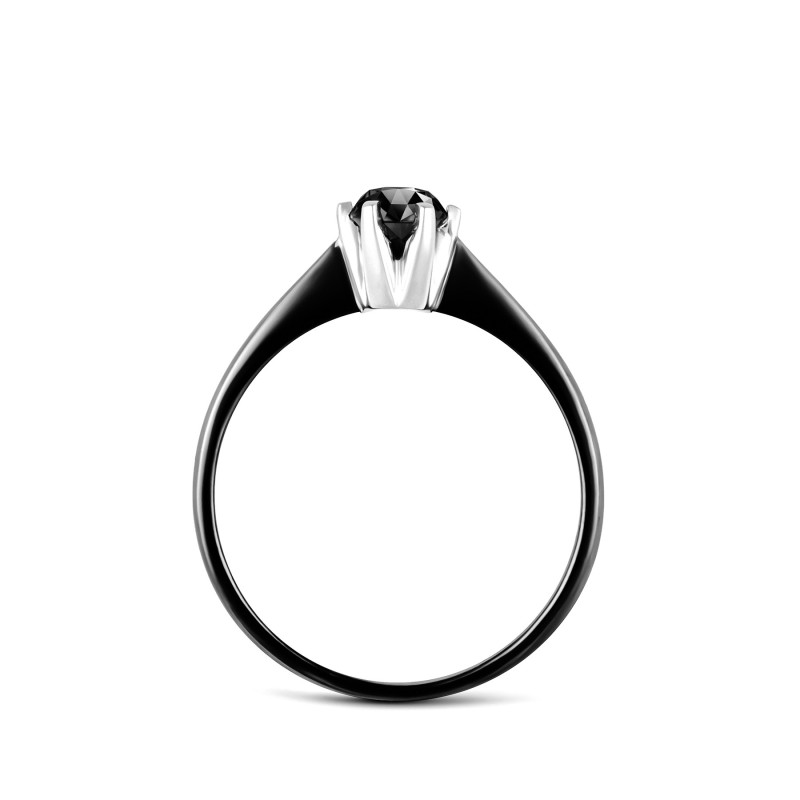 Złoty pierścionek z czarnym brylantem 0,49 ct