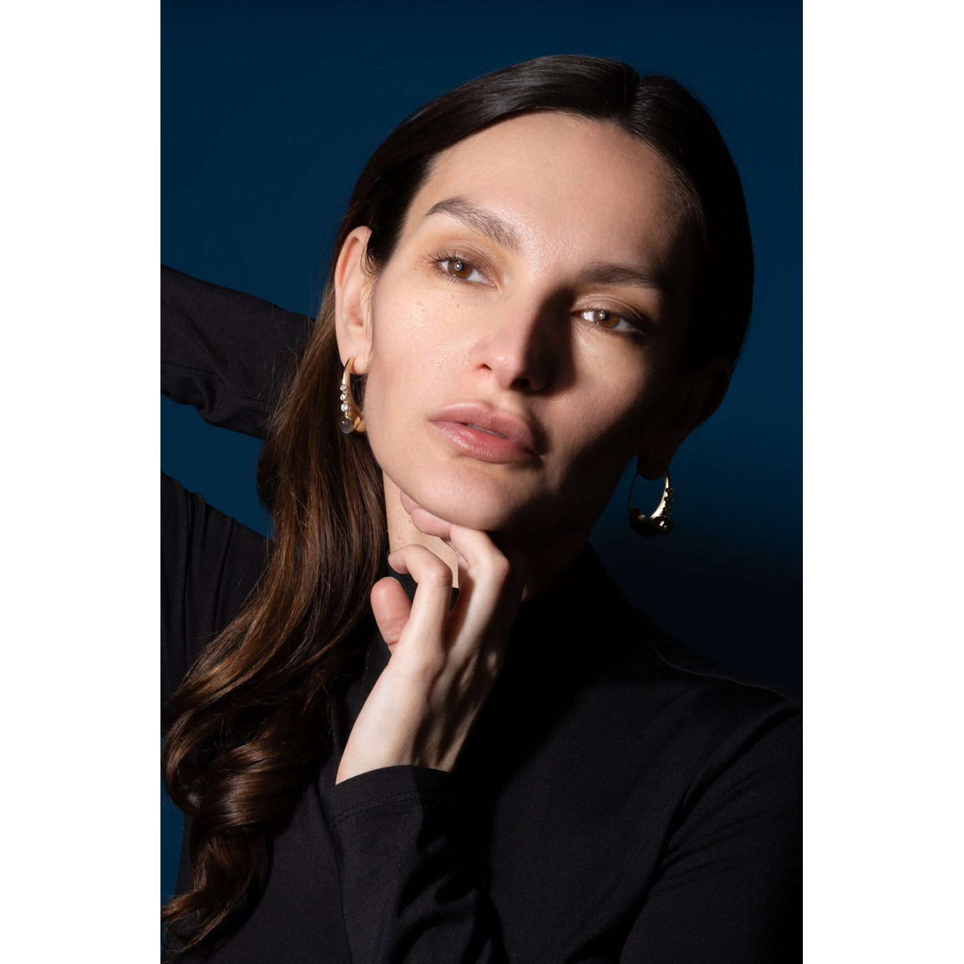 Autorskie Złote Kolczyki z Diamentami i Labradorytem