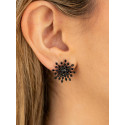 Black Bloom - Silver Earrings