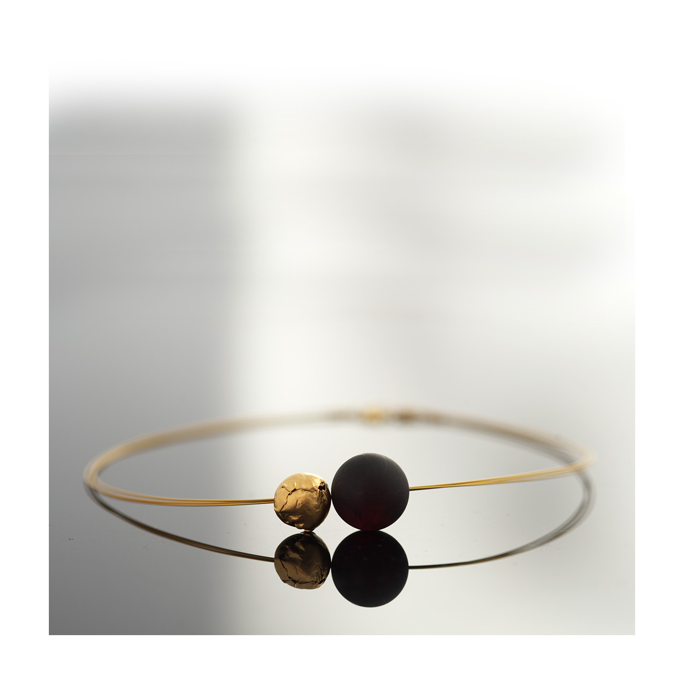 DULCIS GIROCOLLO Silver Amber Neckalce by Maciej Rozenberg