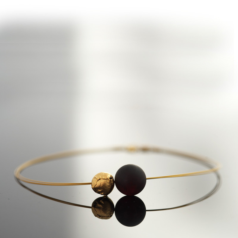 DULCIS GIROCOLLO Silver Amber Neckalce by Maciej Rozenberg