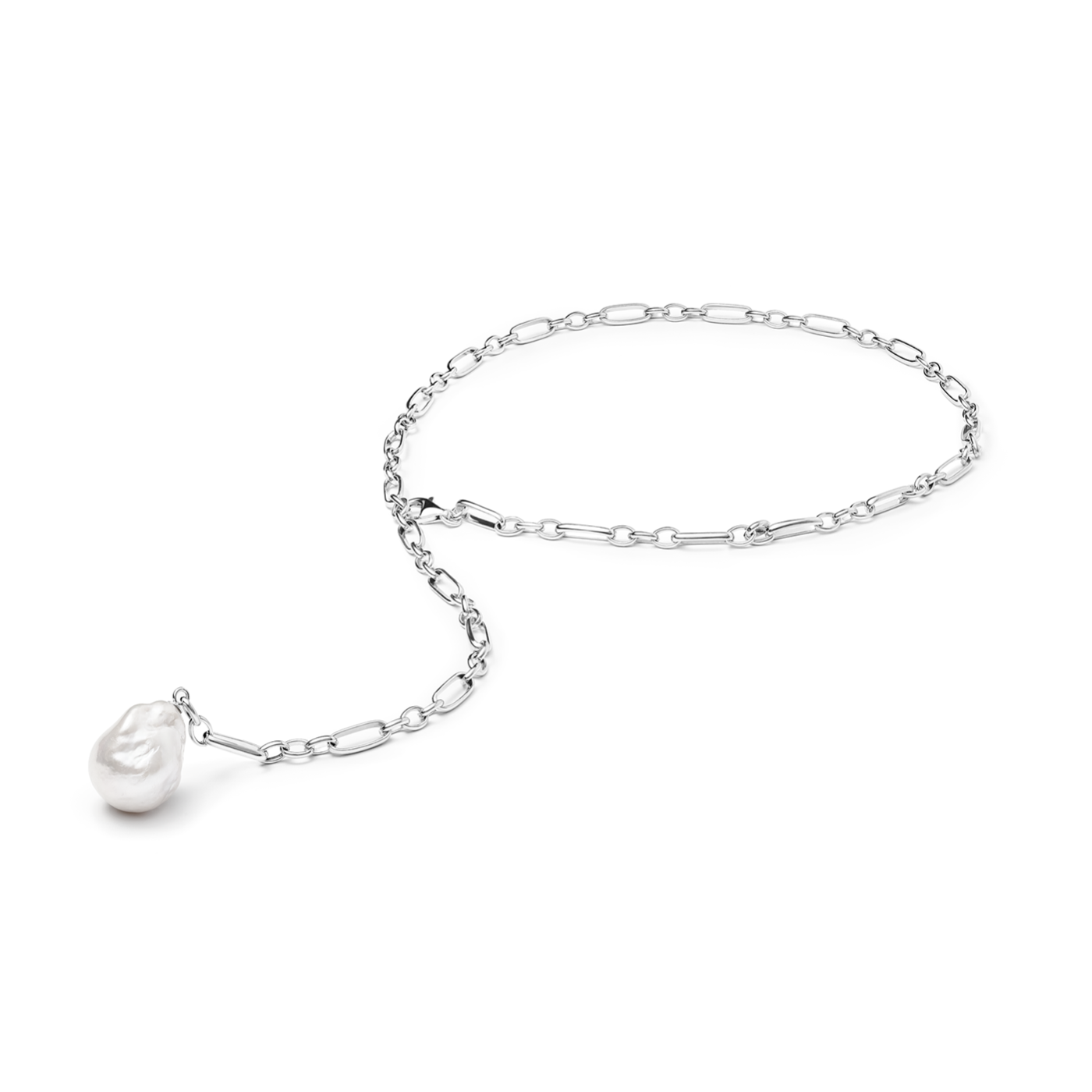 Silver Necklace with Kasumi like pearl