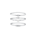 Set of three silver rings with a pearl and zirconia stones
