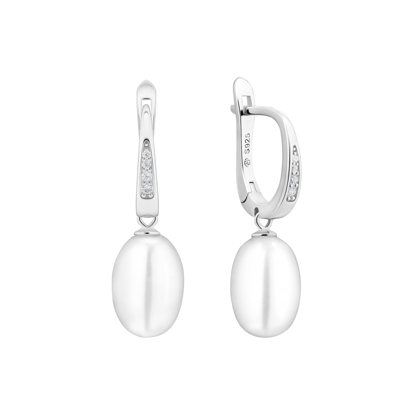 Delikatne srebrne kolczyki z perłami i cyrkoniami