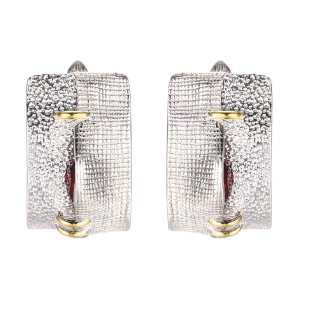 Silver Garnet Earrings with English Clasps