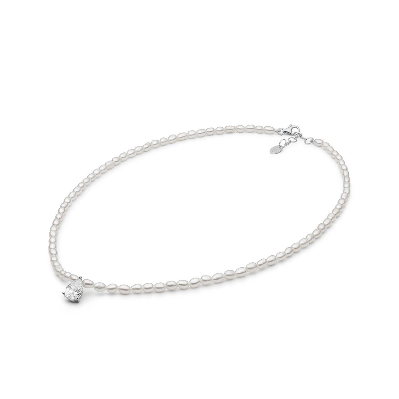 Naszyjnik z Pereł z Cyrkoniową Zawieszką - Regulowana Długość
