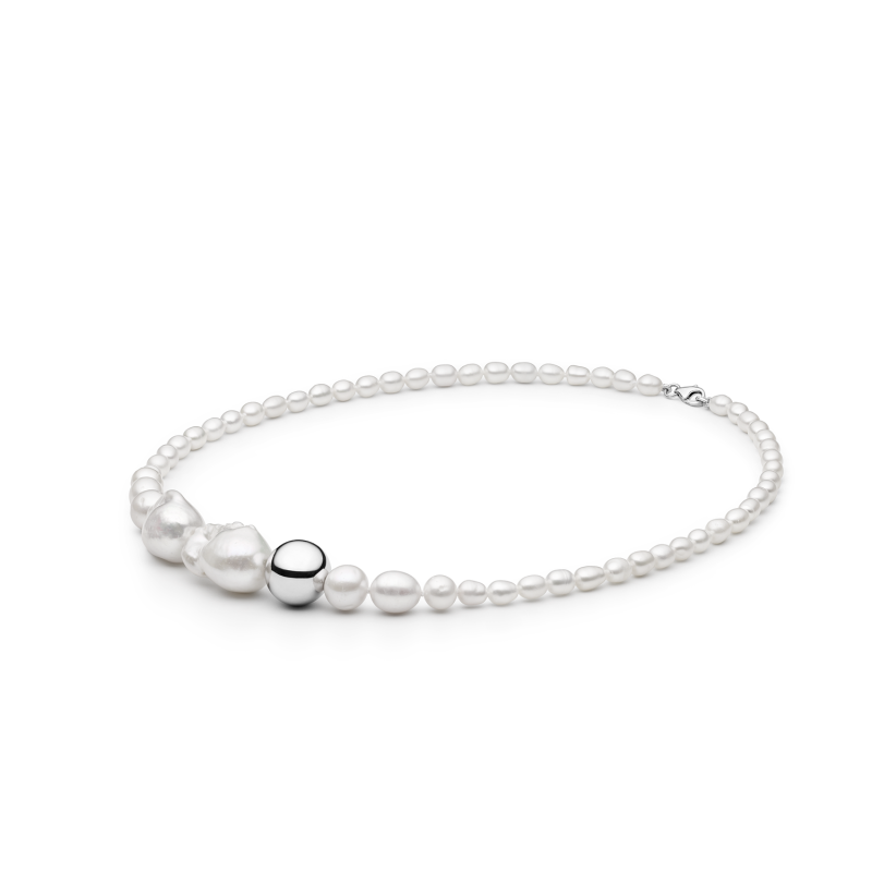 Kasumi Like & Freshwater Pearl Necklace-Sterling Silver 925