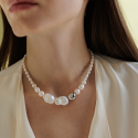 Kasumi Like & Freshwater Pearl Necklace-Sterling Silver 925