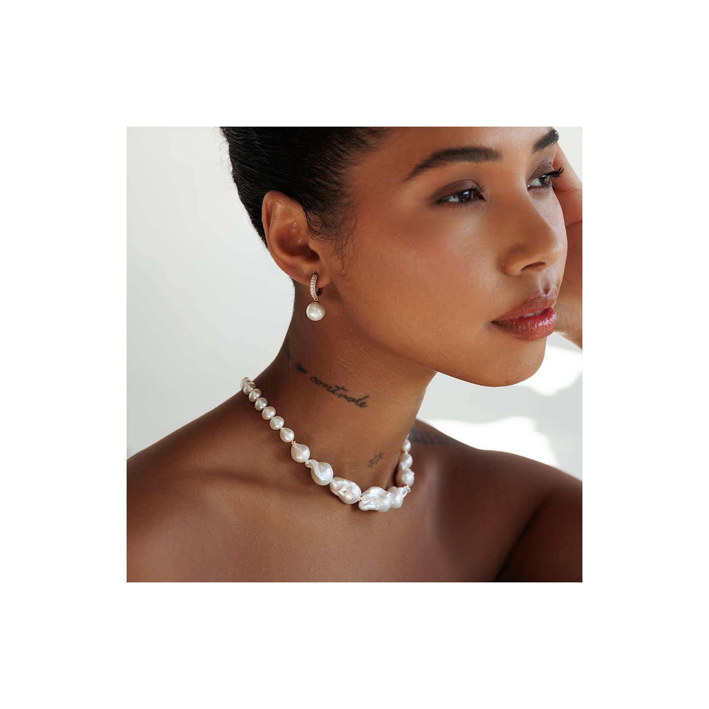 Kasumi Like & Freshwater Pearl Necklace-Rose Gold-Plated Silver