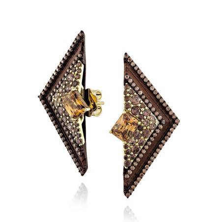 Trinity Earrings with Champagne Cubic Zirconia