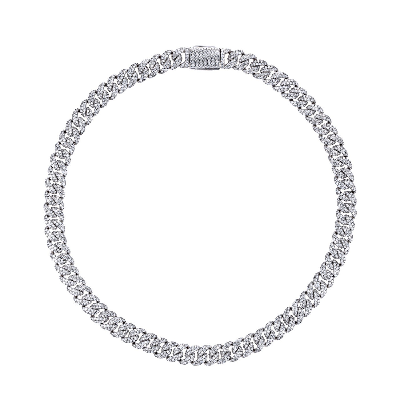 Srebrna kolia z moissanitami -cuban link