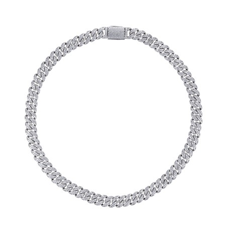 Srebrna kolia z moissanitami -cuban link