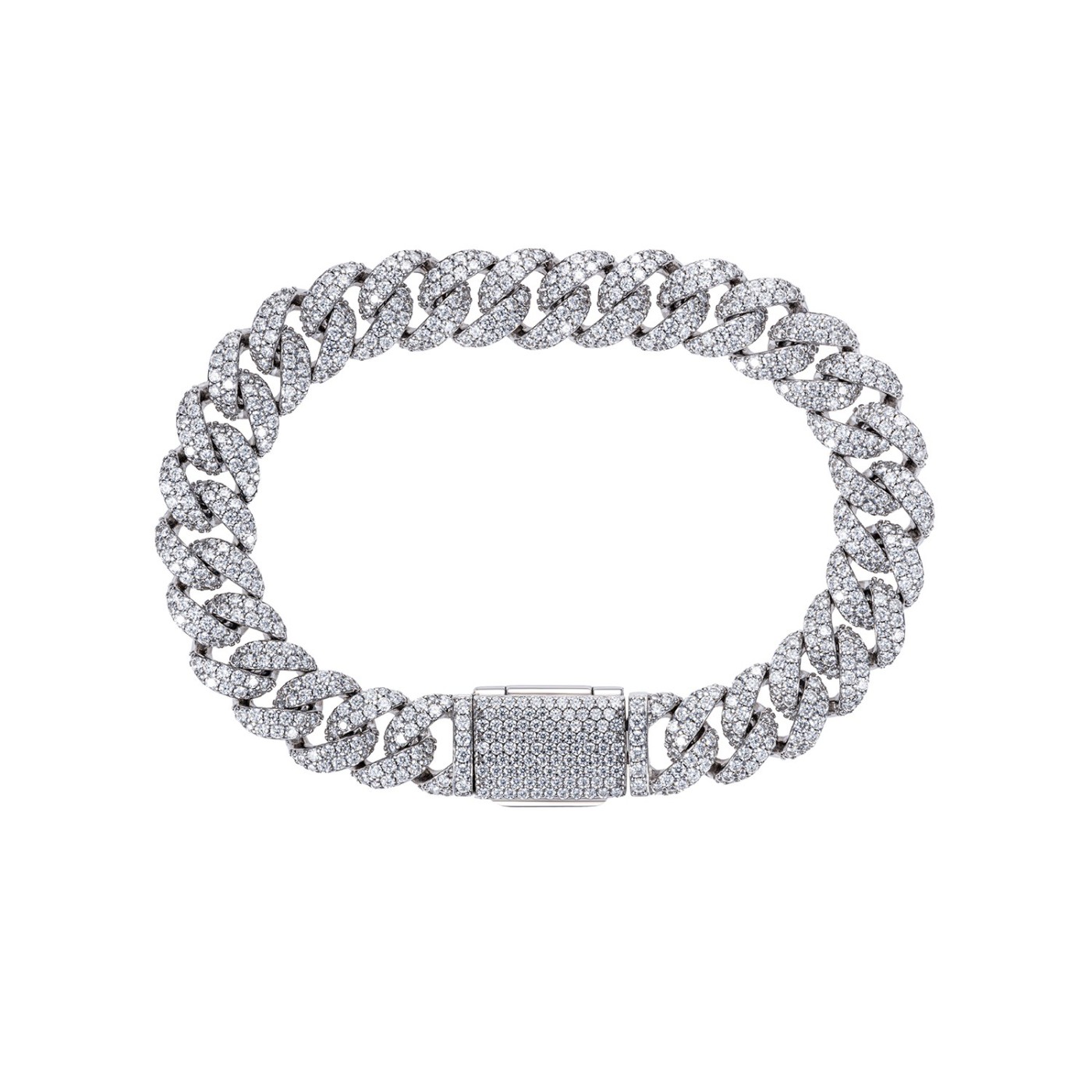 Silver Moissanite Cuban Link Bracelet – Diamond Glow
