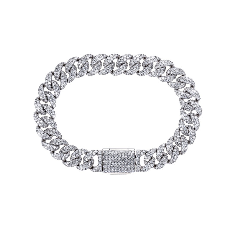Silver Moissanite Cuban Link Bracelet – Diamond Glow