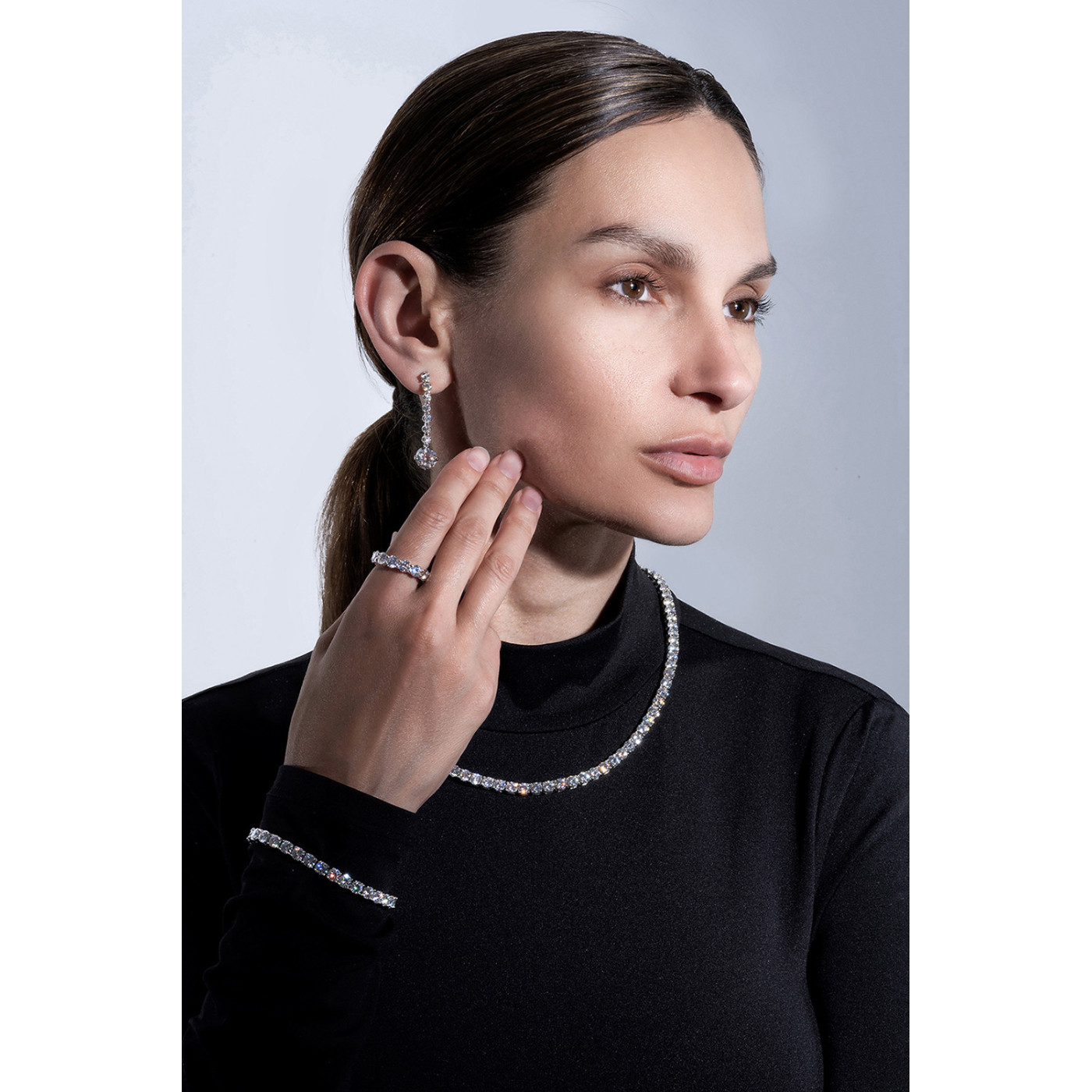 Srebrna bransoletka tenisowa z moissanitami 0,5 ct - 19 cm