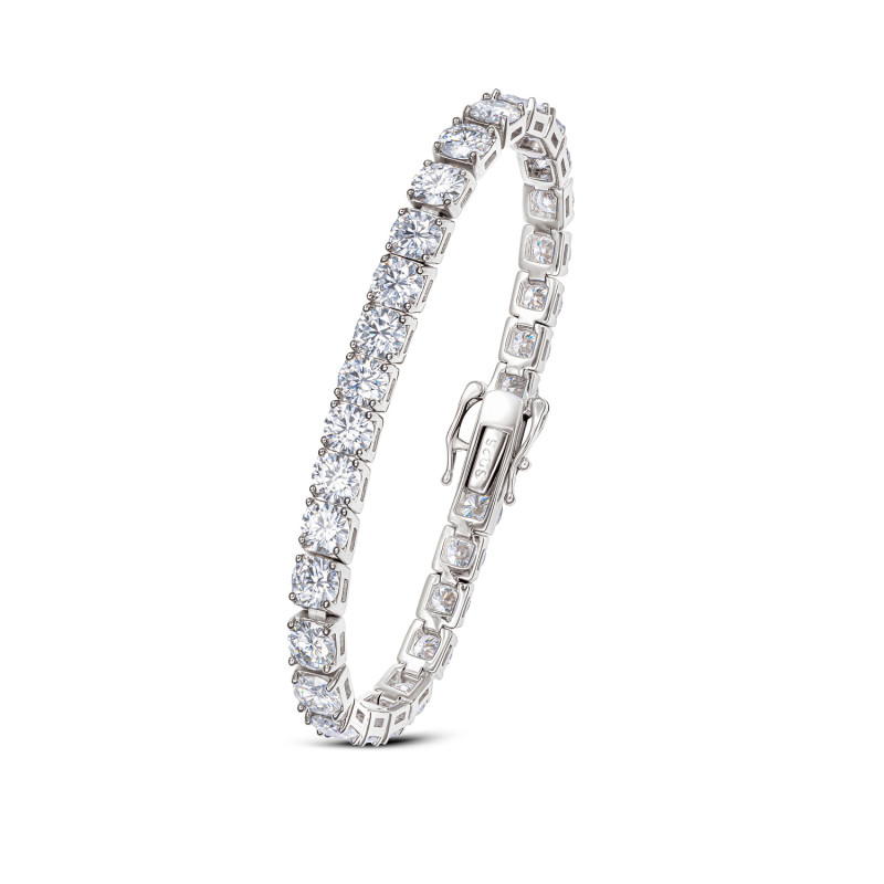 Srebrna bransoletka tenisowa z moissanitami 0,5 ct - 21 cm